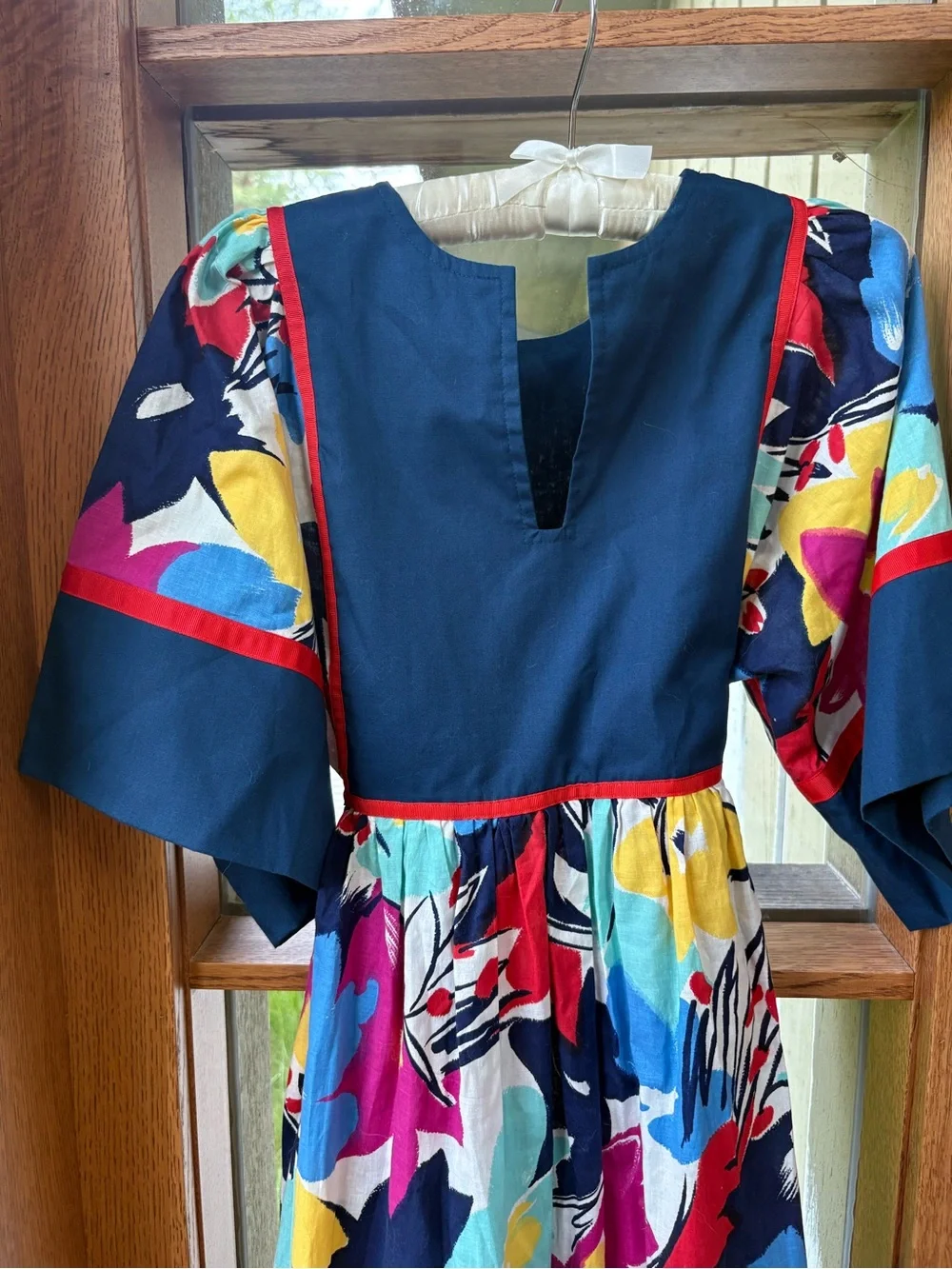 Vintage Maj Honolulu Cotton Dress Kaftan Mumu House Dress Bead Belt Floral L - Picture 3 of 8